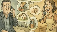 Banc: Soțul în delegație își sună soția