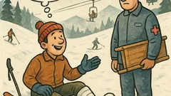 Banc: Începătorul pe pârtie își rupe piciorul