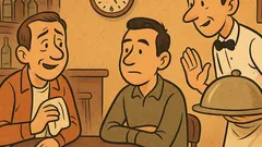 Banc: Doi prieteni comandă cafea la bar