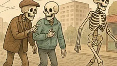 Banc: Trei scheleți merg pe stradă...