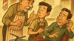 Banc: Bătrânul frizer îi spune nepotului de brici