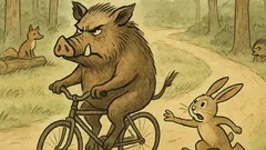 Banc: Un mistreț furios își ia bicicletă