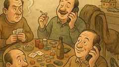 Banc: Patru prieteni joacă poker la masă