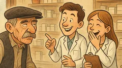 Banc: Badea Gheorghe intră într-o farmacie