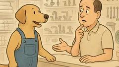 Banc: Un câine intră la Hornbach, instalator