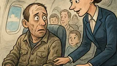 Banc: Stewardesa întreabă un pasager neliniștit…