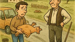 Banc: Badea Gheorghe cosea pe marginea șanțului