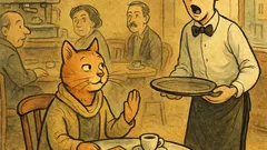 Banc: Intră o pisică într-o cafenea...