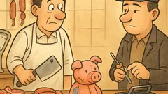 Banc: Intră un om la măcelărie...