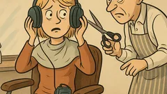 Banc: O blondă cu căști la coafor