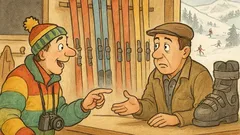 Banc: Un turist cere schiuri mărimea 56